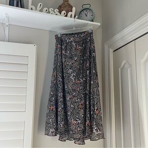 ME+EM Black and Orange Floral High Low Skirt